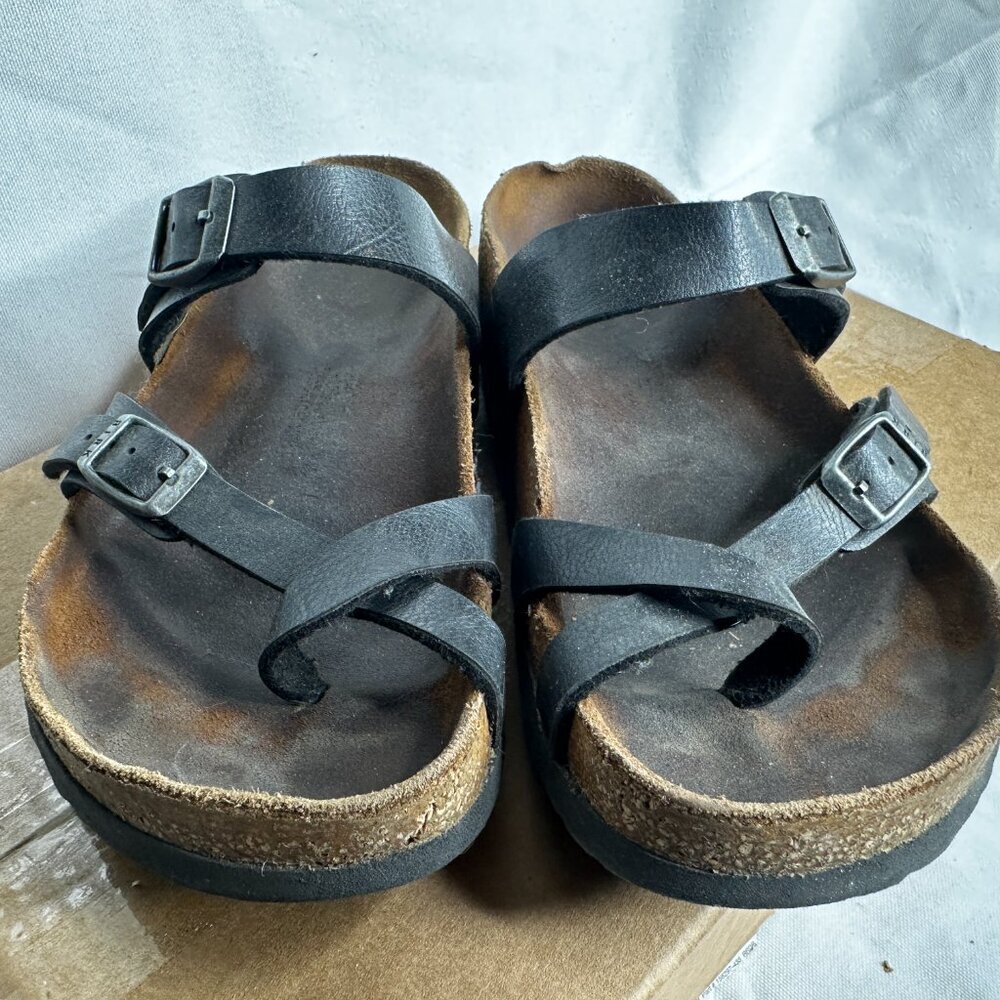 Birkenstock Black Leather Two-Strap Sandals - Picture 3 of 10